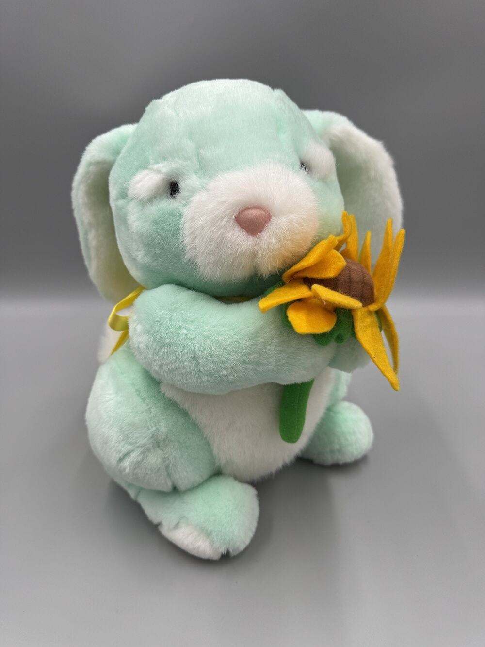 Commonwealth Blue Bunny Rabbit Holding Yellow Flower Plush 11” Stuffed Animal